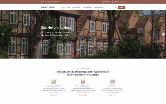 Screenshot neue Website Hotel St. Georg