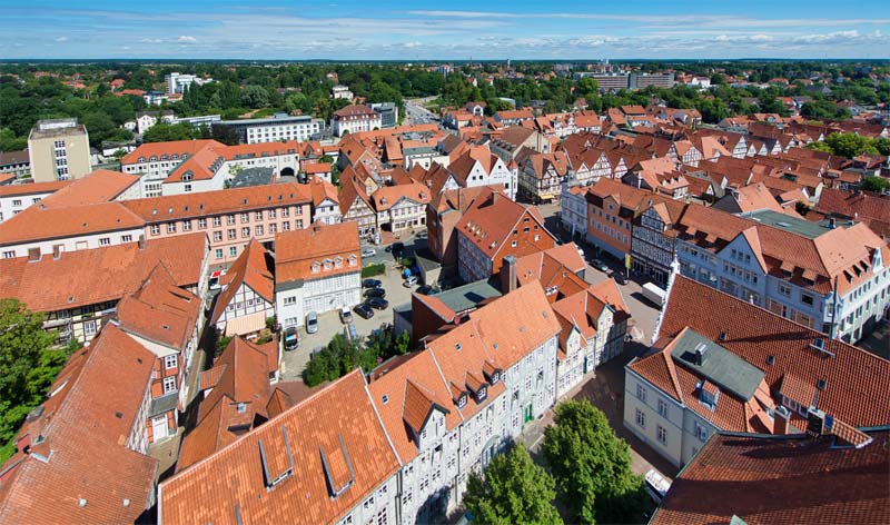 Luftbild der Altstadt von Celle