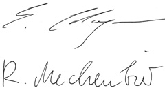 Unterschrift der Hotelinhaber